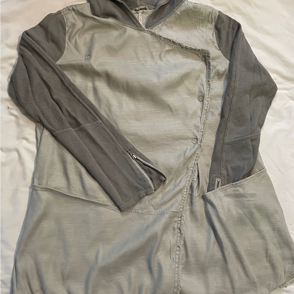 Free People Gray asymmetrical boho linen jacket